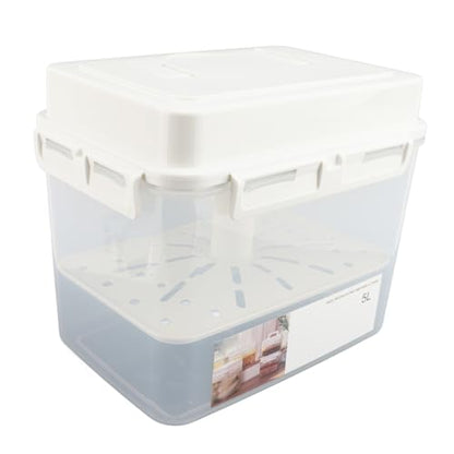Estink 5L Fermentation Storage Container, PP Pickle Container with Lid, Elastic Platen Airtight Seal 4 Side Locks Portable Handle for Kimchi Pickles Food Storage