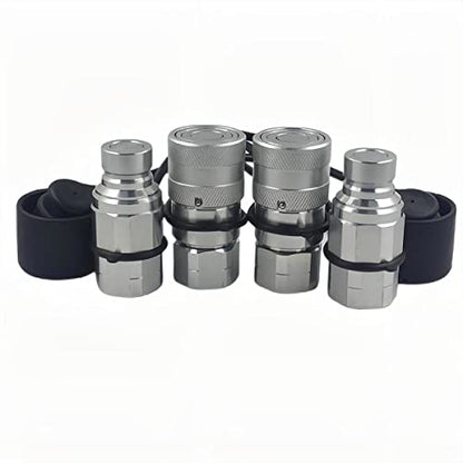 2-Sets 1/2" Skid Steer Bobcat Flat Face Hydraulic Quick Disconnect Coupling NPT1/2 Set Quick Connect Couplers with Black Dust Caps - size: 2-Sets 1/2" NPT