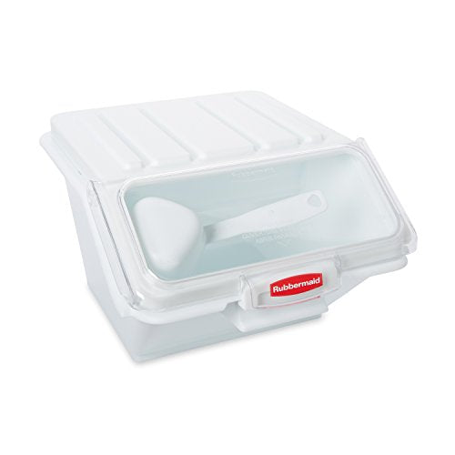 Rubbermaid Commercial Products ProSave Shelf Food Ingredient Bin with Scoop 40-Cup White Kitchen Food Storage Sugar/Grains/Rice/Baking Supplies - size: 40 Cup