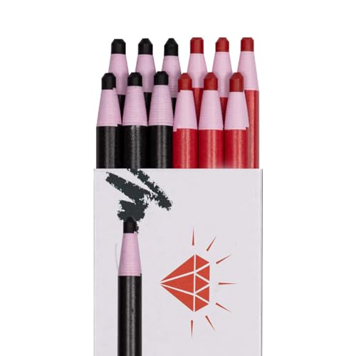 HOMSSEM New China Markers Grease Pencils – 12-Pack Multi-Surface Wax Markers for Glass, Metal, Plastic – Non-Sharpening Peel Off China Marker (Black 6p + Red 6p) - color: Black 6p + Red 6p