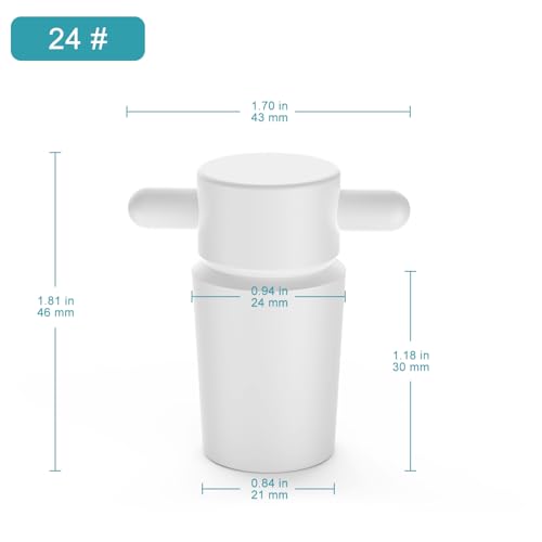 stonylab PTFE Stoppers with Handle, 3-Pack Sizes 24# Lab Standard Mouth Flask Bottle Sealant for Chemical Storage - size: 24#