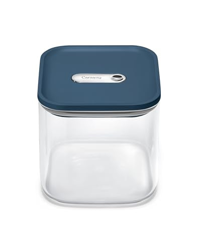 Caraway 2.5qt Glass Airtight Food Storage Container with Lid – Non-Toxic, BPA-Free Kitchen Storage Container – Stackable, Space-Saving Airtight Container for Dry Goods and More - Navy - color: Navy, size: 2.5qt Container