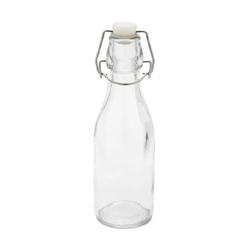 Restaurantware-9 Ounce Swing Top Glass Bottles, 10 Airtight Seal Glass Bottles With Swing Top Lids - Small, Resealable, Clear Bottle, For Sodas, Kombuchas, Juices - size: 9 oz