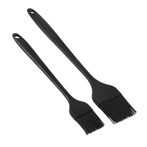 Silicone Basting Pastry Brush, Heat Resistant Basting Brush for Cooking, Strong Steel Core and Dishwasher Safe, BPA Free Kitchen Brush for BBQ Sauce Oil Baking (2 Pcs)