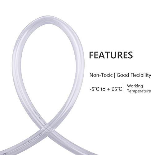 DERNORD PVC Tubing 1/2"ID X 5/8"OD Flexible Clear Vinyl Hose 10 Feet for Food Grade - size: 10 Feet, style: 1/2"ID X 5/8"OD