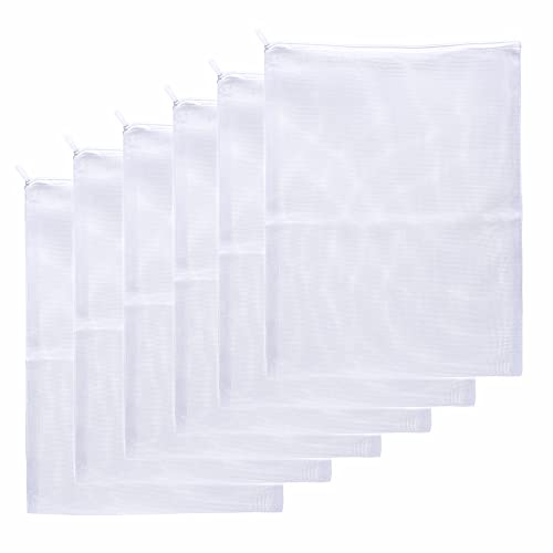 JIHAQUA Aquarium Filter Bags Large - Reusable Fish Tank Filter Media Mesh Bags with Plastic Zipper (7.5 x 12 inch (6 Pack)) - size: 7.5 x 12 inch (6 Pack)