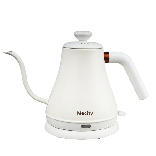 Mecity Electric Kettle Stainless Steel Gooseneck Water Kettle Water Boiler for Pour Over Coffee Fast Heating, Auto Shut Off, 27 fl oz, 1000W, Milk White - color: Milk White