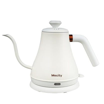 Mecity Electric Kettle Stainless Steel Gooseneck Water Kettle Water Boiler for Pour Over Coffee Fast Heating, Auto Shut Off, 27 fl oz, 1000W, Milk White - color: Milk White