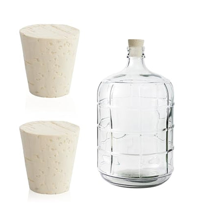 2 Pcs Fermentation Stopper Glass Carboy Corks for 3, 5, 6 Gallon Glass Water Jug Wood Tapered Stopper Bungs Cap for Home Brewing Wine (2pcs) - size: 2pcs