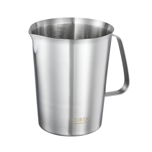 CURTA 18/8 Stainless Steel Measuring Cup with Handle and Pour Lip 64 OZ (8 Cup, 2000 ML) - color: Flat Handle, size: 64 OZ (8 Cup, 2000 ML)