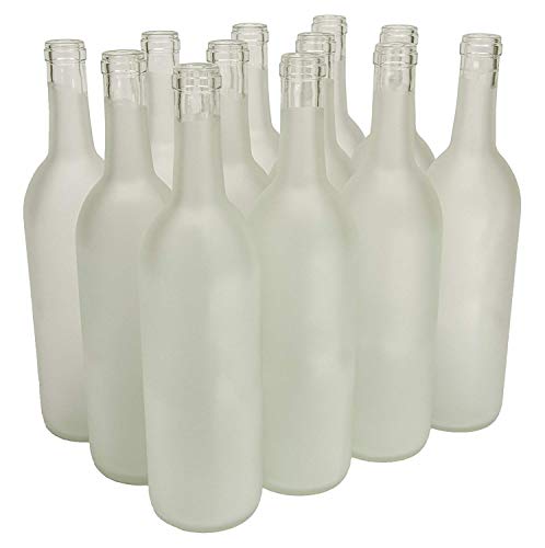 North Mountain Supply 750 ml Clear Frosted Glass Bordeaux Bottles, 12 per case - color: W5 Frosted