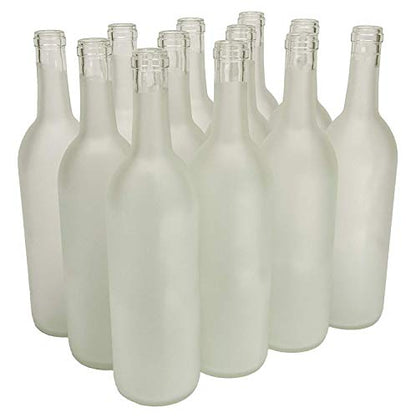 North Mountain Supply 750 ml Clear Frosted Glass Bordeaux Bottles, 12 per case - color: W5 Frosted