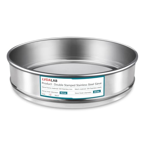 304 Stainless Steel Mesh Lab Sieve, 18 Mesh (1mm) Aperture Test Sieve, 7.9Inch(20cm) Diameter Economy Standard Analysis Sample Test Sieves for Industrial Laboratory Homes - size: 18Mesh(1mm)/Ф7.9in