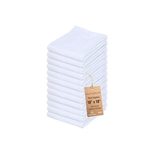 WHITEWRAP Flour Sack Towels 100% Cotton Dish Towel Reusable Baking Cloth for Bread Dough, Baguettes, Ciabatta, Machine Washable, Kitchen Towels for Cleaning – Set of 12 (18"x18") - White - color: White, size: 18"x18"- Pack of 12