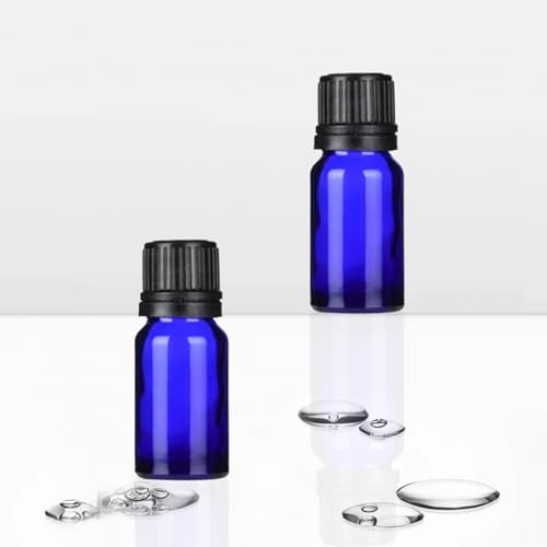 24 Pack 10ml Blue Glass Essential Oils Bottles Empty Glass Dropper Vials Sample Bottle With Orifice Reducer and lid,for Aromatherapy Oils (Blue, 10ml) - color: Blue