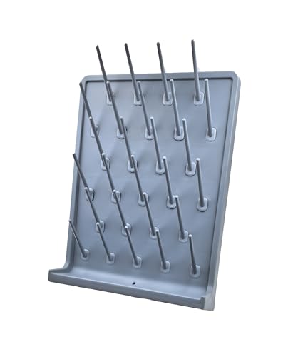 Lab Drying Rack, Grey, 27 Pegs | Laboratory Cabinets, Cleaning Frame, School Laboratory Utensils, Hidden Installation - color: Gray, size: 27pegs