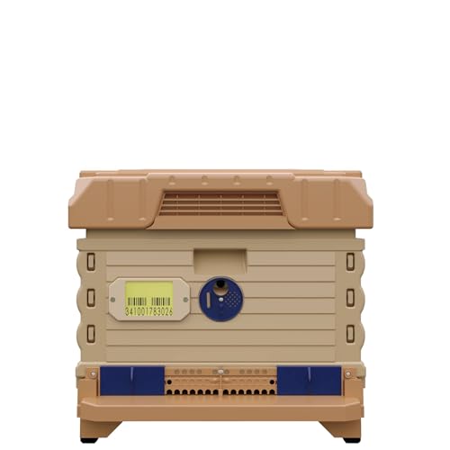 Apimaye Ergo Insulated 10 Frame Bee Hive Set [NO Frames Included] (Single Hive, Tan Body Blue Entrance) - color: Tan Body Blue Entrance