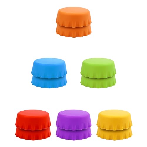 12 PCS Reusable Silicone Bottle Caps, 6 Vibrant Colors for Home Brew, Soft Drinks, Soda Bottles, Wine Bottles & More (Medium) - size: Medium