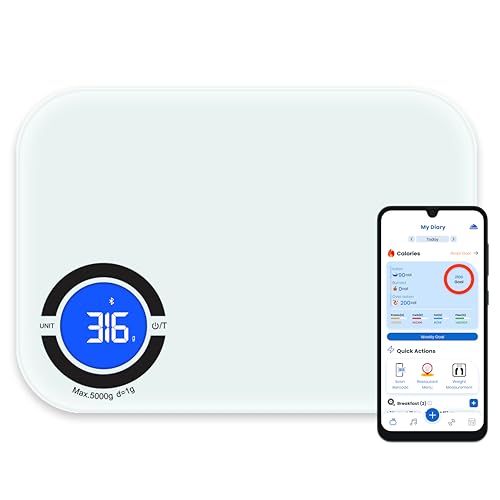 Nutrition Scale – Digital Kitchen Food Scale with App, Smart Food Scale for Calorie & Nutrition Tracking, White - color: White