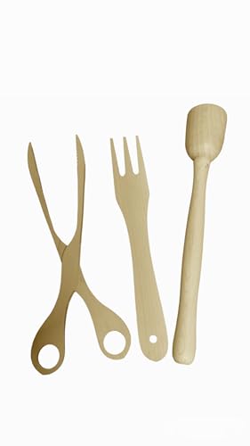 Cabbage Shredder & Sauerkraut Pounder, Fork, Tongs Bundle