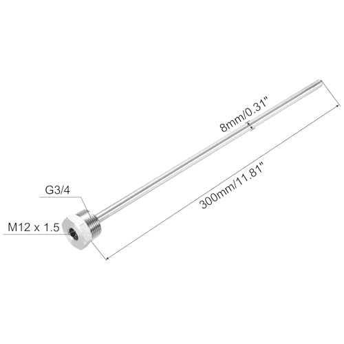 uxcell 8mm Dia G3/4 Thermowell Weldless Stainless Steel 304 with Cable Gland 300mm Length for Beer Fermenter, White - color: White, size: G3/4 x 300mm