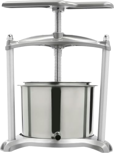 Fruit Wine Press 3L / 6L Manual Wine Press Fruit Cider Grinder Dual Stainless Steel Barrels, Manual Press Machine with T-Handle, for Cider Cheese Herb Vegetables~/