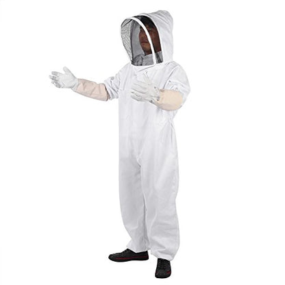 Cotton Beekeeper Protective Suit with Zipper Hat 3 Pockets, Includes Gloves for Kids and Adults Bee Keeping Safety (L) - color: L