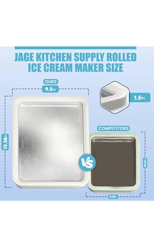 Extra Large Rolled Ice Cream Maker (14"x10") - Make Instant IceCream w/the Family - Manual Roll Your Own IceCream - Roll Ice Cream Tray - color: White