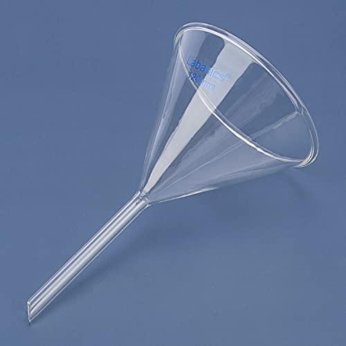 Labasics 2-Pack Glass Heavy Wall Funnel Borosilicate Glass Funnel, Short Stem 120 mm Diameter, 120 mm Stem Length - size: 120 mm Diameter and 120 mm Stem