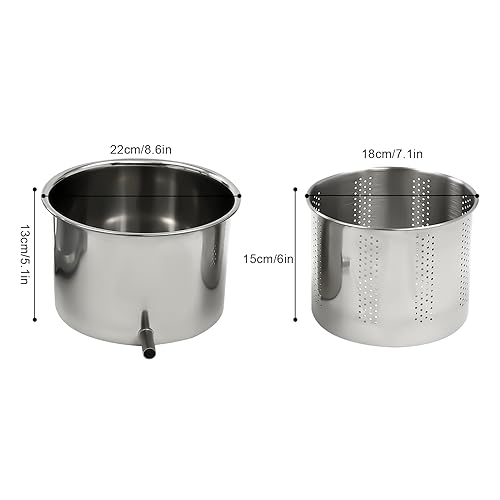 6L Stainless Steel Manual Fruit Press Juicer, Cider Grape Crusher Wine Apple Carrot Orange Berry Vegetables Cheese Tincture Herbal Juice Making, Includes 1 filter bag