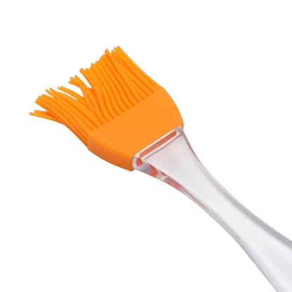 Generic 1Pcs Pastry Brush 30g Large Crystal Handle Brush Color Block Dishwasher Safe Silicone PP Orange Clear 20.5x4cm