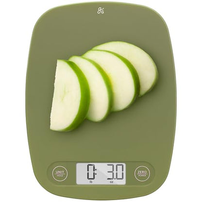 Greater Goods Food Scale – Digital Kitchen Scale, 1g Precision, Easy-Tare & Quick Conversion, Slim Compact Design, Durable & Portable | Ideal for Cooking, Baking & Meal Prep (Moss Green) - color: Moss Green