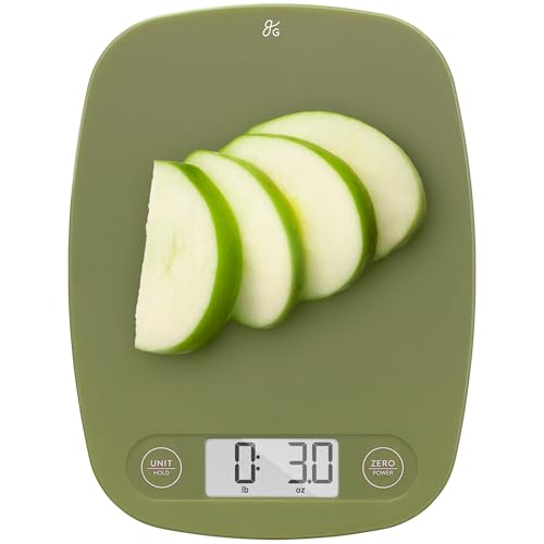 Greater Goods Food Scale – Digital Kitchen Scale, 1g Precision, Easy-Tare & Quick Conversion, Slim Compact Design, Durable & Portable | Ideal for Cooking, Baking & Meal Prep (Moss Green) - color: Moss Green