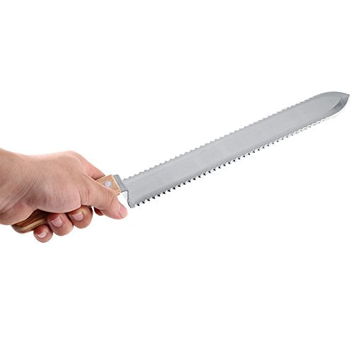 Serrated Straight Edges Honey Knife, Stainless Steel Serrated Uncapping Knife with Wooden Handle for Wax and Honey Extraction