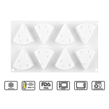 CANDeal 2-Pack 8-Cavity Cheese Shape Silicone Mold,Cake Pop Molds Silicone, Non-Stick Silicone Baking Mold for Ice Cube Tray Chocolate, Cake, Jelly, Mousse Cake Pastry