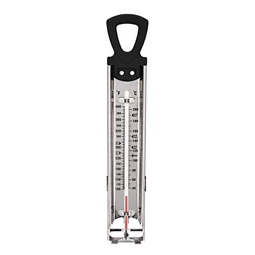 Pro Candy Thermometer & Deep Fry Thermometer, Stainless Steel with Pot Clip, Dual Scale C/F (100-400F), Hands-Free, Easy to Read for Candy, Jam, Oil, Sugar Cooking