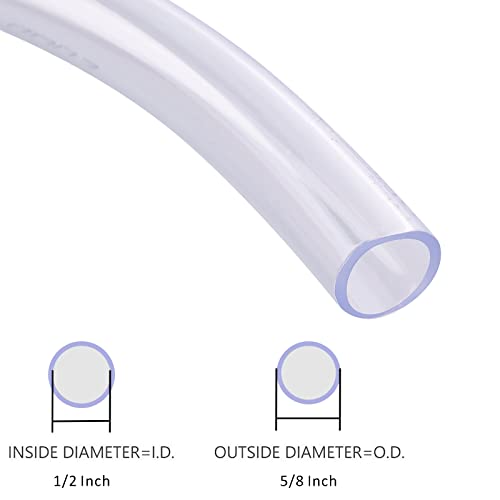 DERNORD PVC Tubing 1/2"ID X 5/8"OD Flexible Clear Vinyl Hose 10 Feet for Food Grade - size: 10 Feet, style: 1/2"ID X 5/8"OD