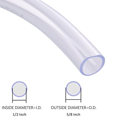 DERNORD PVC Tubing 1/2"ID X 5/8"OD Flexible Clear Vinyl Hose 10 Feet for Food Grade - size: 10 Feet, style: 1/2"ID X 5/8"OD