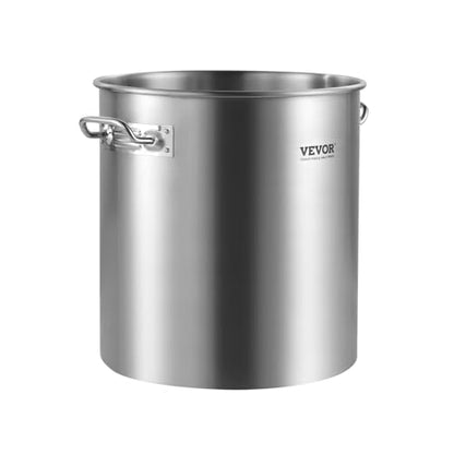 VEVOR Stainless Steel Stockpot, 24 Quart Cooking Pots, Cookware Sauce Pot with Lid, and Handle, Heavy Duty Commercial Grade Stock Pot, Sanding Treatment, for Steaming Boiling or Frying Silver - size: 24 Quarts