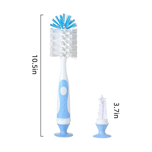 Chemimoso Multifunctional Cleaning Brush, Baby Bottle Brush, Water Bottle Brush Cleaner, Cup Brush, Rotate The Suction Cup to Obtain The Small Bristle Brushes Hidden in Handles, Set B, Grey - color: Grey 2