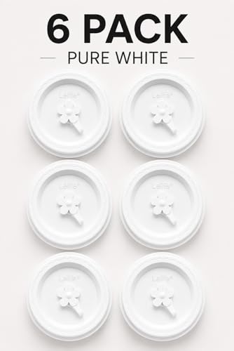 Silicone Mason Jar Lids with Straw Hole for Regular & Wide Mouth Jars | Regular and Wide Mouth Compatible, With Straw Hole, With Stopper,BPA Free,Dishwasher Safe - color: 6pcs-white