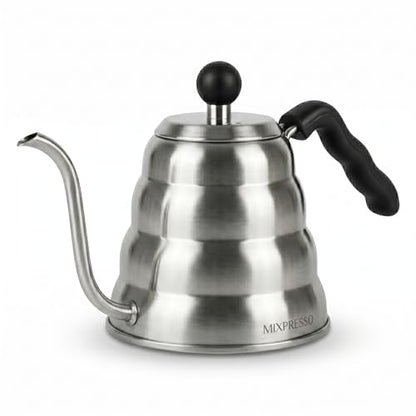Mixpresso Gooseneck Pour Over Coffee Kettle, Barista Pour Control Design, Ideal for Coffee and Tea, High-Grade Stainless Steel 1.2 Liter 40 Oz, Induction Cooker Stovetop Kettle Stainless Steel - color: Stainless Steel