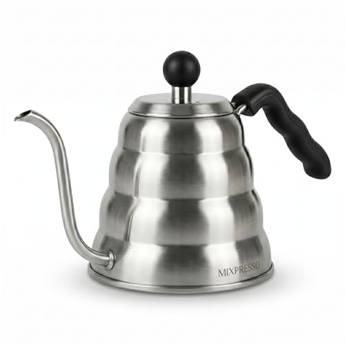 Mixpresso Gooseneck Pour Over Coffee Kettle, Barista Pour Control Design, Ideal for Coffee and Tea, High-Grade Stainless Steel 1.2 Liter 40 Oz, Induction Cooker Stovetop Kettle Stainless Steel - color: Stainless Steel