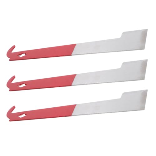 Uonlytech 3pcs Stainless Steel J-Shaped Hive Scraper and Frame Lifter Tool for Beekeeping Red Handle Hive Hook Scraper Suitable and Frame Cleaning
