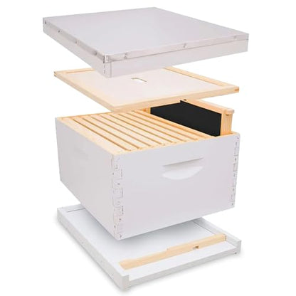 Mann Lake Traditional Complete Bee Hive Kit, 9⅝" Deep Hive Body with 10 Frames & Beeswax Coated Food-Grade Plastic Foundation, Weather Resistant Telescoping Cover & Bottom Board, Made in USA, Painted - color: Painted Hive Kit