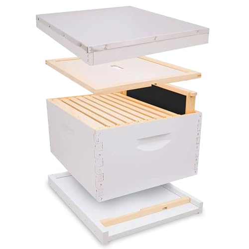 Mann Lake Traditional Complete Bee Hive Kit, 9⅝" Deep Hive Body with 10 Frames & Beeswax Coated Food-Grade Plastic Foundation, Weather Resistant Telescoping Cover & Bottom Board, Made in USA, Painted - color: Painted Hive Kit