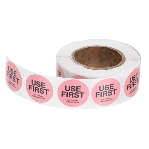 PATIKIL 500 Pcs USE First Stickers, 1 inch Round Use First Stickers Food Service Circle Inventory Control Adhesive Labels for Food Service Kitchen Restaurants Retail Storage Date, Pink - color: Pink, size: 1 Inch