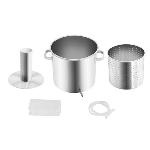 22L/5.81Gal Stainless Steel Fruit Wine Press Hydraulic Jack Press Extractor with Filter Bucket Manual Juice Crusher Home Wine Making Supplies for Cider Apple Grape Vegetable Honey Olive (22L)