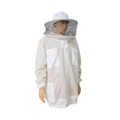 Beekeeping Anti Bee Suit 3 Layer Mesh Breathable Ventilated Protective Clothing Bee Jacket with Removable Safty Veil Hat Suits(XXL)