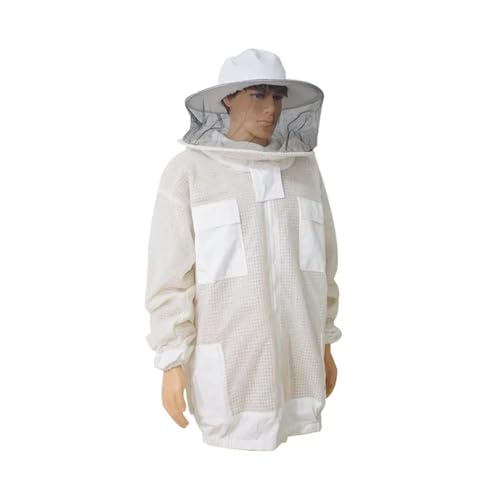Beekeeping Anti Bee Suit 3 Layer Mesh Breathable Ventilated Protective Clothing Bee Jacket with Removable Safty Veil Hat Suits(XL) - size: X-Large